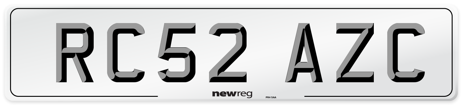 RC52 AZC Number Plate from New Reg